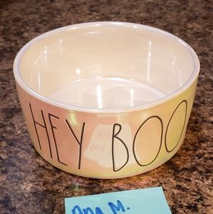 Rae Dunn HEY BOO White Iridescent Large Pet Bowl